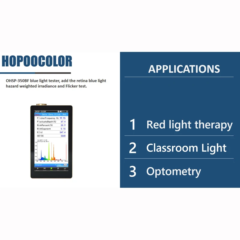 HOPOOCOLOR синий светильник тестер OHSP350BF измеритель мерцания также CCT CRI Lux