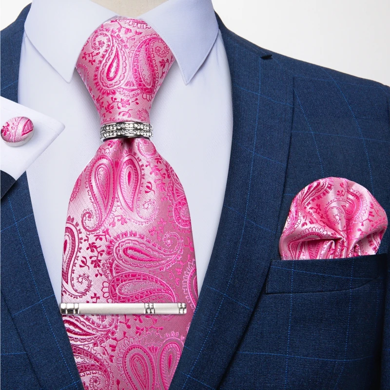 Neue modische Herrenkrawatten, silberfarben, mit Blumenmuster, 8 cm, Krawatte für Business, Hochzeit, Party, Gravata, Ringclip, Krawatte, Geschenk für Männer, DiBanGu – Detail 26
