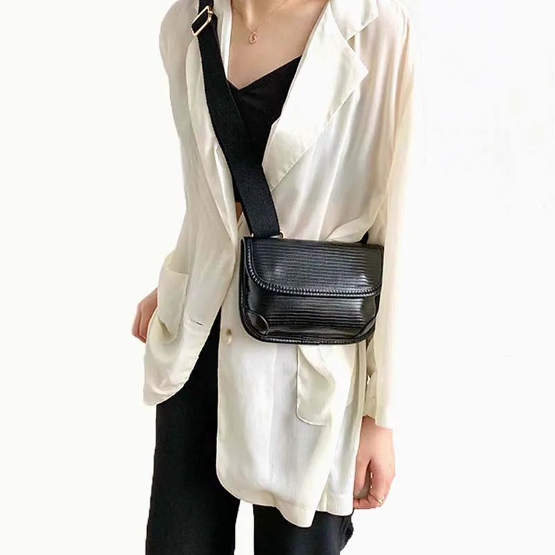 

Women Shoulder Bag Small Crossbody Bag Wide Shoulder Strap Laser Solid Color Small Flat Bag Fashion Popular Handbag