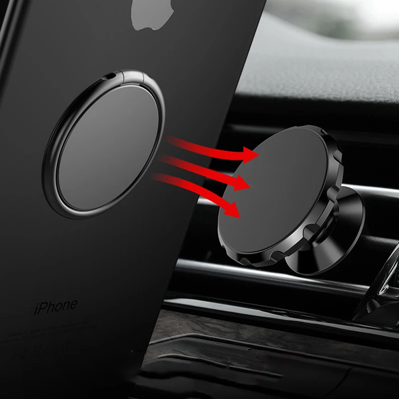 Car Holder Magnetic Car Stand Accessories Metal Mobile Phone Socket Holder Universal 360 Degree Rotation Finger 2