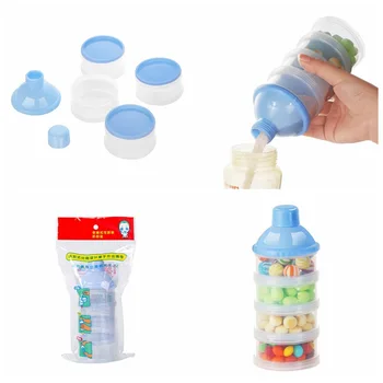 

Baby Formula Milk Storage Non-Spill Milk Powder Container Dispenser Stackable Travel Storage Kids Food Snack 4-Layers