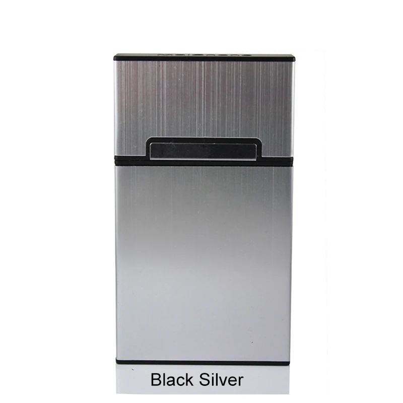 Black Silver 1 шт. портсигар держатель для табака шкатулка хранения для сигарет контейнер компактный чехол Мужские Подарочные портсигар аксессуары - Цвет: Black Silver