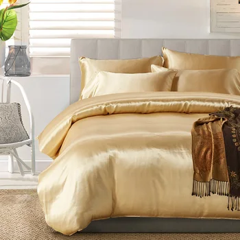 

100% Satin Silk Bed Linen Set Home Decor Bedding Set Luxury Queen Cover Duvet Cover Pillow Case Quilt King Bedclothes Duvets Set
