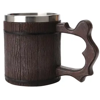 

Wood Beer Mug Stainless Steel Liner Wooden Tea Cup Handmade Milk Coffee Beer Drinking Rubber Wood Mugs Natural Wooden Tea Set
