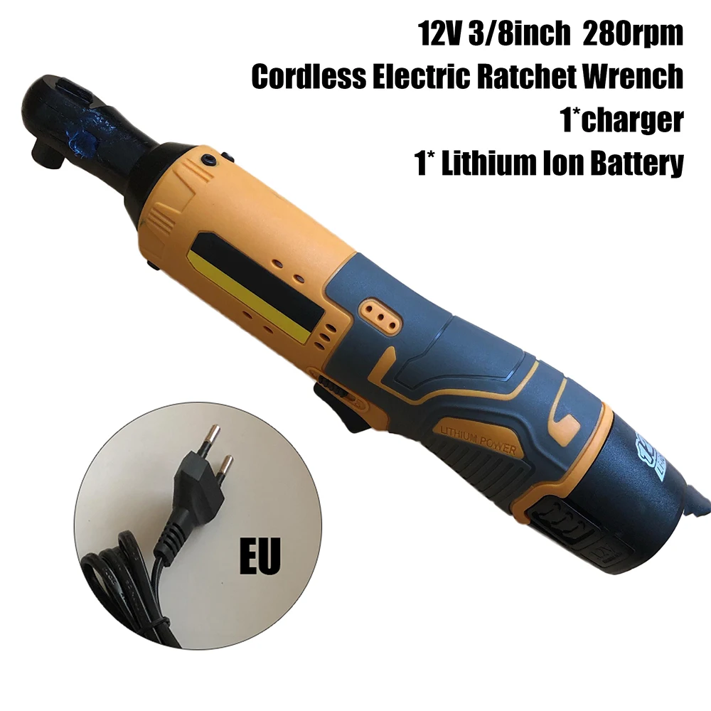 

12V 3/8inch Cordless Electric Ratchet Wrench W/ LED Light Battery Charger Kit For Enhanced Comfort And Built-in LED Light