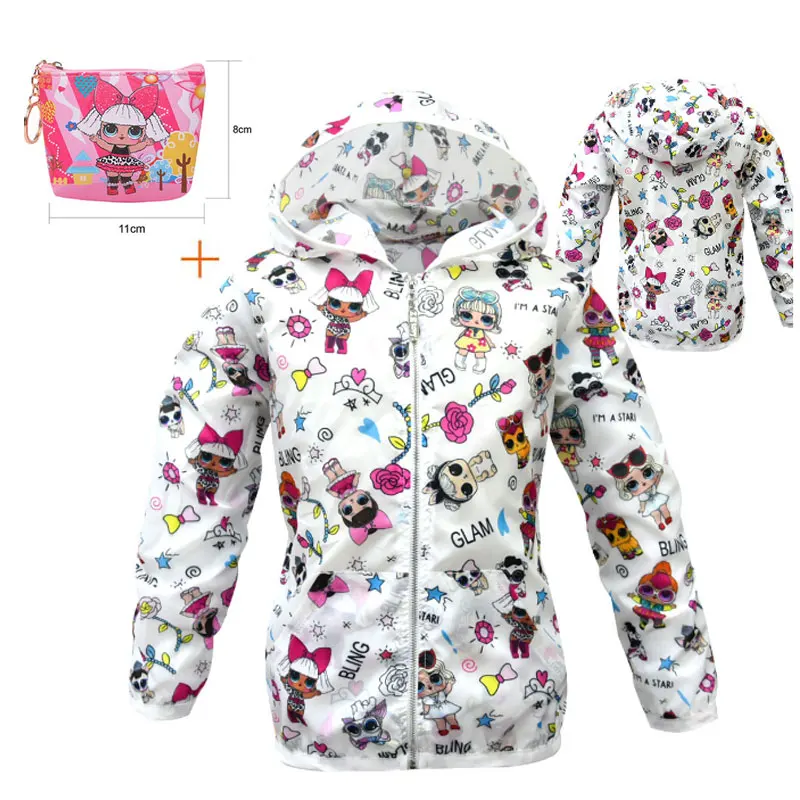 

2019 new cartoon children LOl sun protection clothing jacket girls baby hooded sunscreen candy clothing jacket