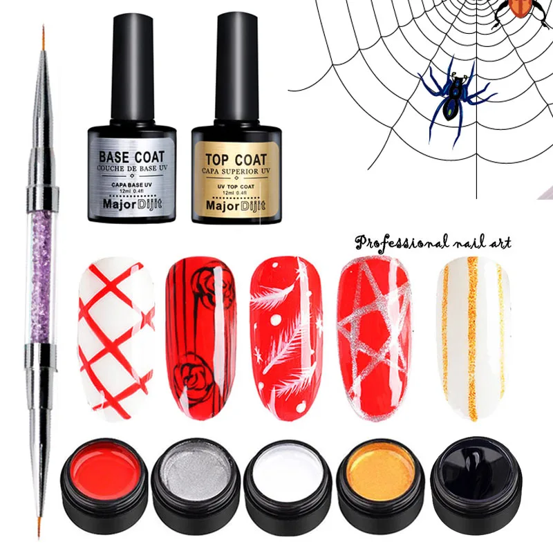 Для дизайна ногтей доттер для гель-лака верхнее основание пальто комплект Живопись Рисунок маникюр Дизайн ногтей набор JS11