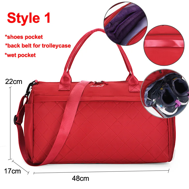 Diamond Lattice Gym Shoe Bags Sport Bag for Women Fitness Over the Shoulder Travel Luggage Bag Handbags Male Nylon Black XA745WD 6