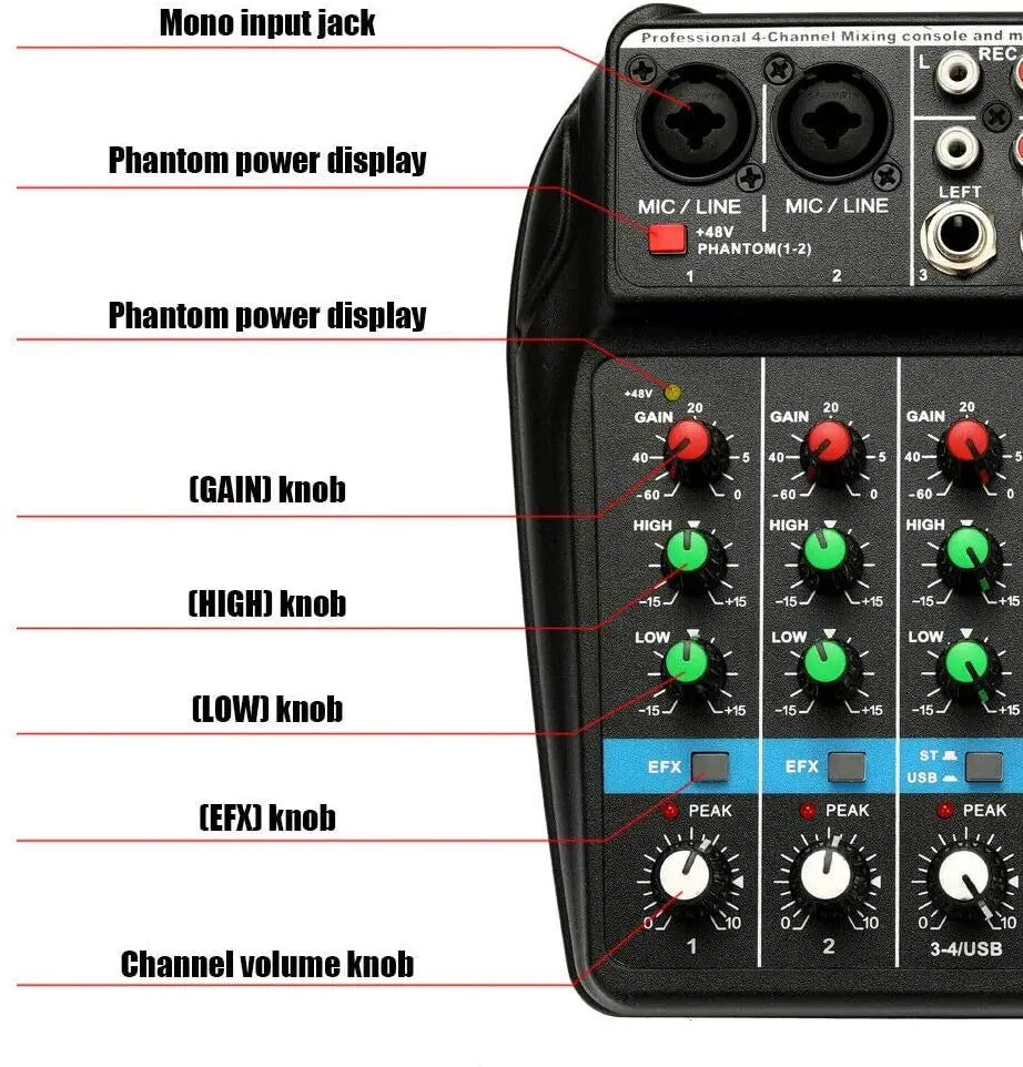 de lapela, xlr 48v, adaptador phantom