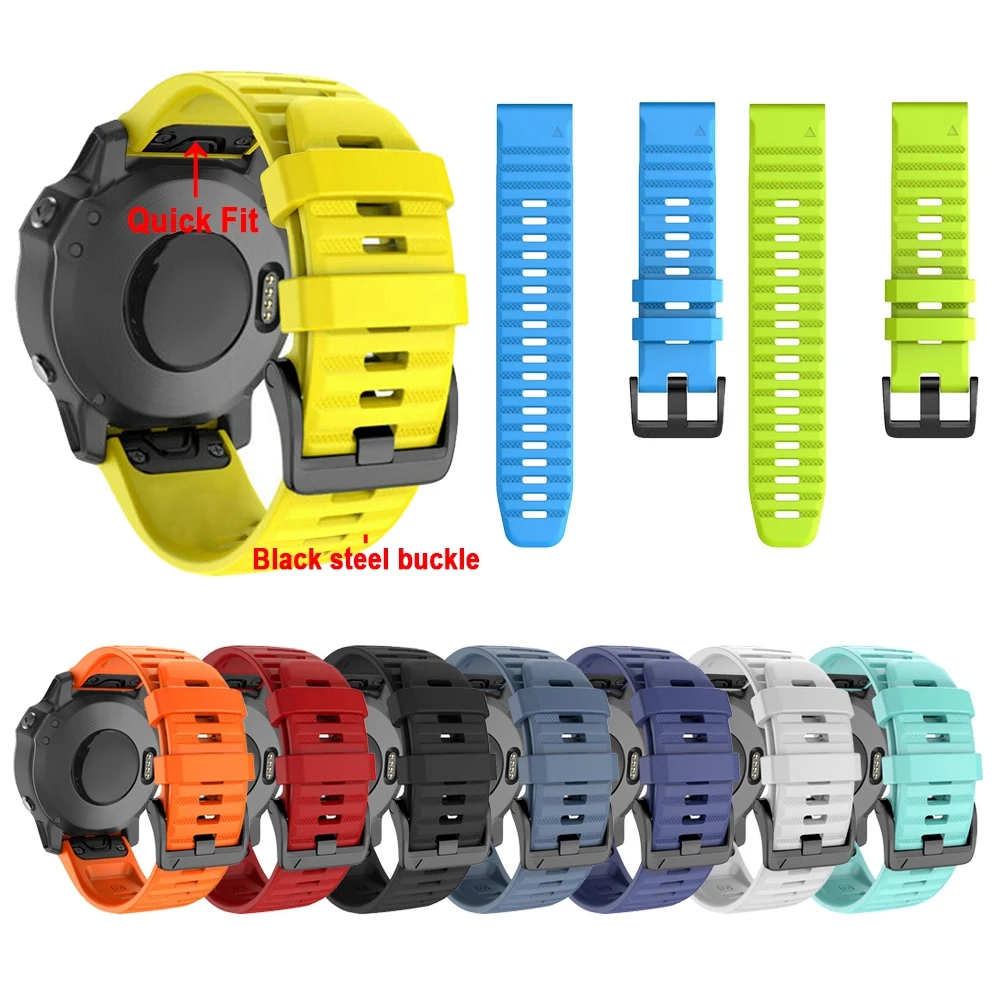 20 22 26mm Watchband Strap for Garmin Fenix 5S Watch Quick Release Silicone Easy Fit Wrist Band For 6X 5X 5 3 Plus | Электроника