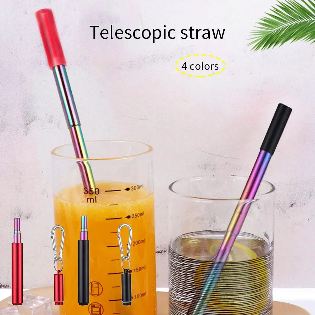 

Foldable Metal Straw Telescopic Straw Set Portable Folding Reusable Collapsible Drinking Straw Stainless Steel Straws For Bar