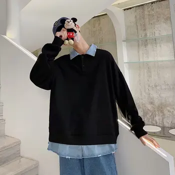 

Men's jerseys for spring 2020 new slim, solid color, slouchy, long-sleeved jerseys for loose, casual, personalized men's wear