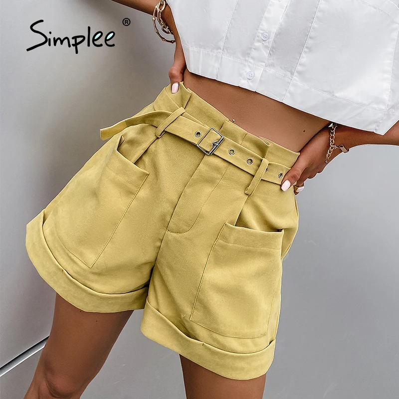 Simplee-Casual-Straight-High-street-solid-Shorts-Women-Elastic-Loose ...