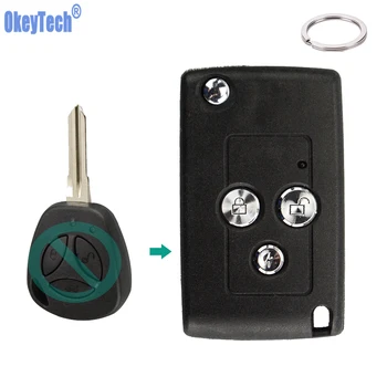 

OkeyTech for Lada Key Case Cover Organizer Modified Flip Folding Remote Car Key & Keyring Blade Parts Replacement Fob 3 Button