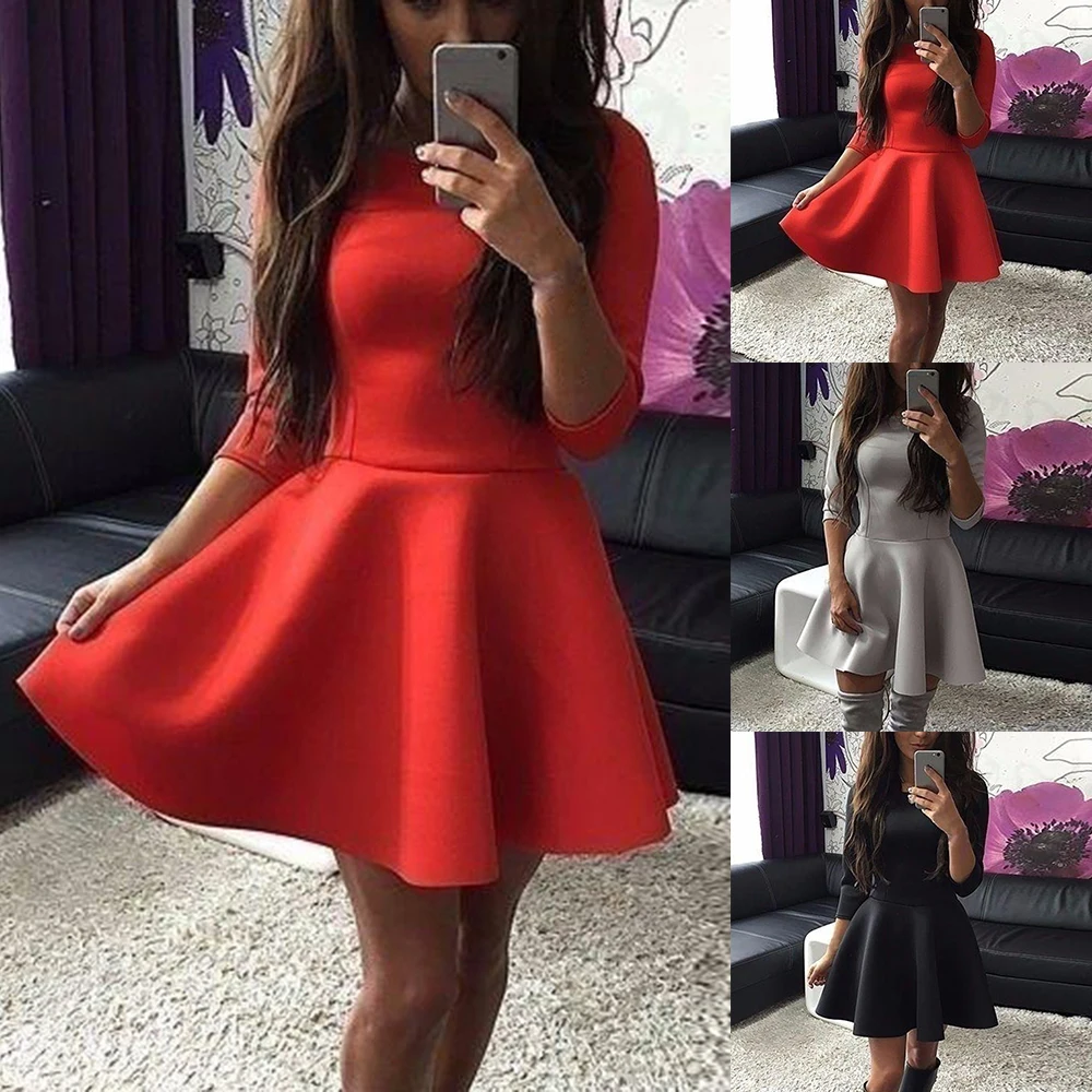 

CALOFE 2019 Autumn Winter Women Half-Sleeve Fold Dress Solid Long Sleeve Pleated Sexy Ladies Evening Party Bodycon Dress Vestido