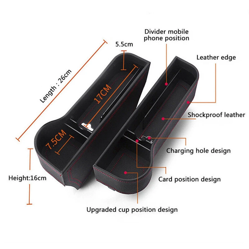 Car Seat Gap Slit Pocket Catcher Organizer PU Leather Storage Box Phone Bottle Cups Holder Auto Car Accessories interior