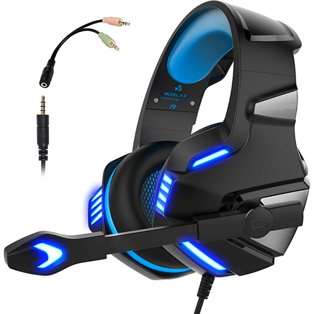 Wired Stereo Gaming Headset Headphone with Microphone LED Light for PS4 PC Computer Wired Earphone HiFi Headphones
