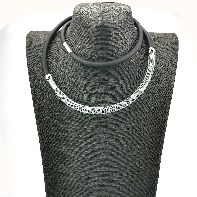UKEBAY New Rubber Torques Women Short Choker Necklaces Mesh Jewelry Bead Accessories Simple Handmade Necklace Body Jewellery