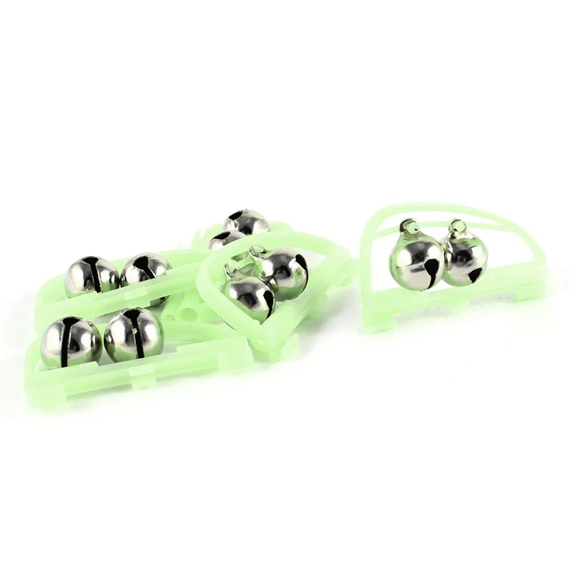 

5 Pcs Double Bell Fish Pole Rod Fishing Light Alarm Bells Green