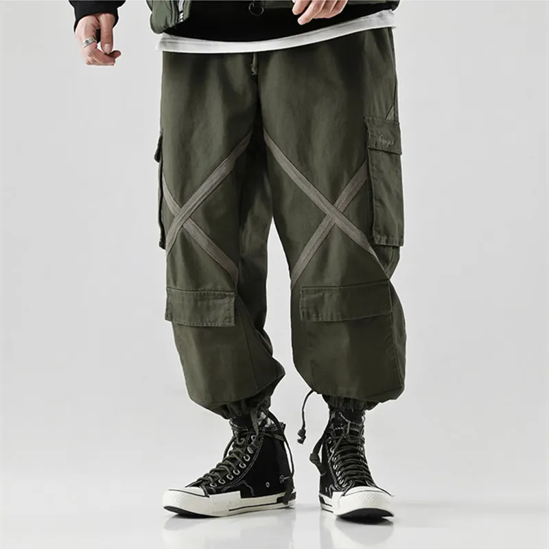 Япония Харадзюку армейский зеленый широкие брюки карго свободные хип хоп Уличная Брюки Модные Черные джоггеры modis брюки мужские тактические