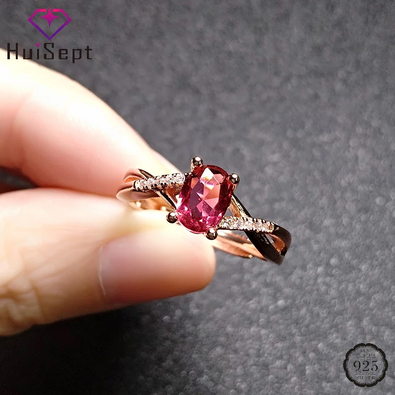 Silver Rings Silver Ring Wedding Rings Gemstone Ring HuiSept Vintage Ring 925 Silver Jewelry Oval Ruby Zircon Gemstones Finger Rings Accessories For Women Wedding Engagement Party