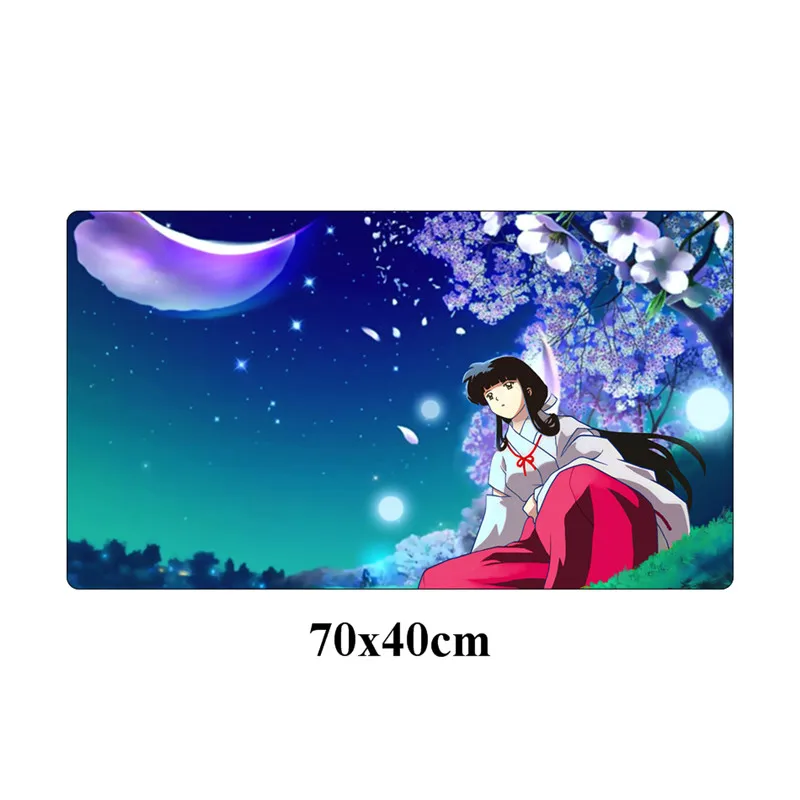 Черный Аниме Inuyasha коврик для мыши геймер 70x40 см большой резиновый прочный запирающийся край игровой коврик для мыши Компьютерная клавиатура Коврик Настольный коврик - Цвет: Черный