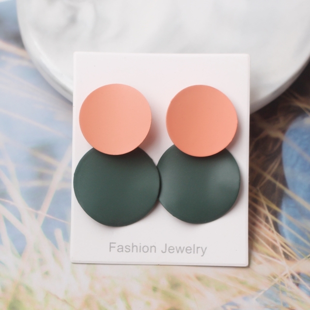 Fashion Drop Earrings For Women Yellow Green Irregular Geometric Double Round Earring Brincos Wedding Jewelry Wholesale