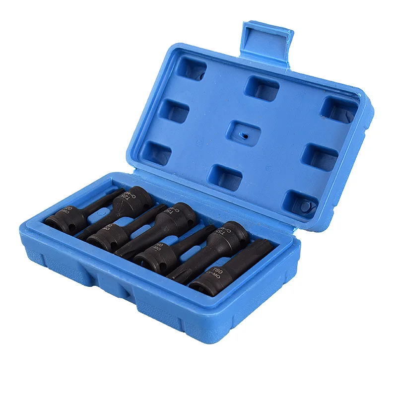 CoCud Douille Torx à Impact, T40 3/8" Carré, Longueur 60 Mm, Chanfrein CR-MO, Trou De Broche, Embout Étoile 6 Points U2013 (Applications : Pour La