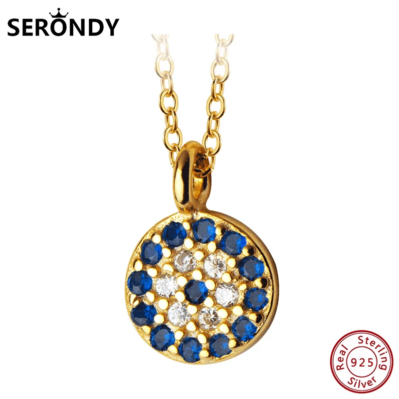 

SERONDY 925 Sterling Silver Round Crystal Pendants Choker Female Necklace For Women Accessories Gift Fine Jewelry 2020 XL10754