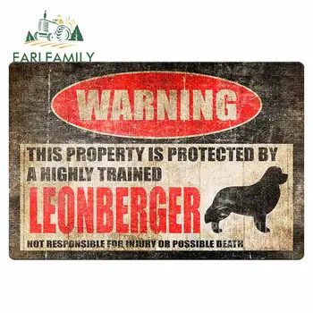

EARLFAMILY 13cm x 8.9cm for Leonberger Warning Camper Truck Decal Waterproof Scratch-proof Car Sticker Fashion DIY Decoration