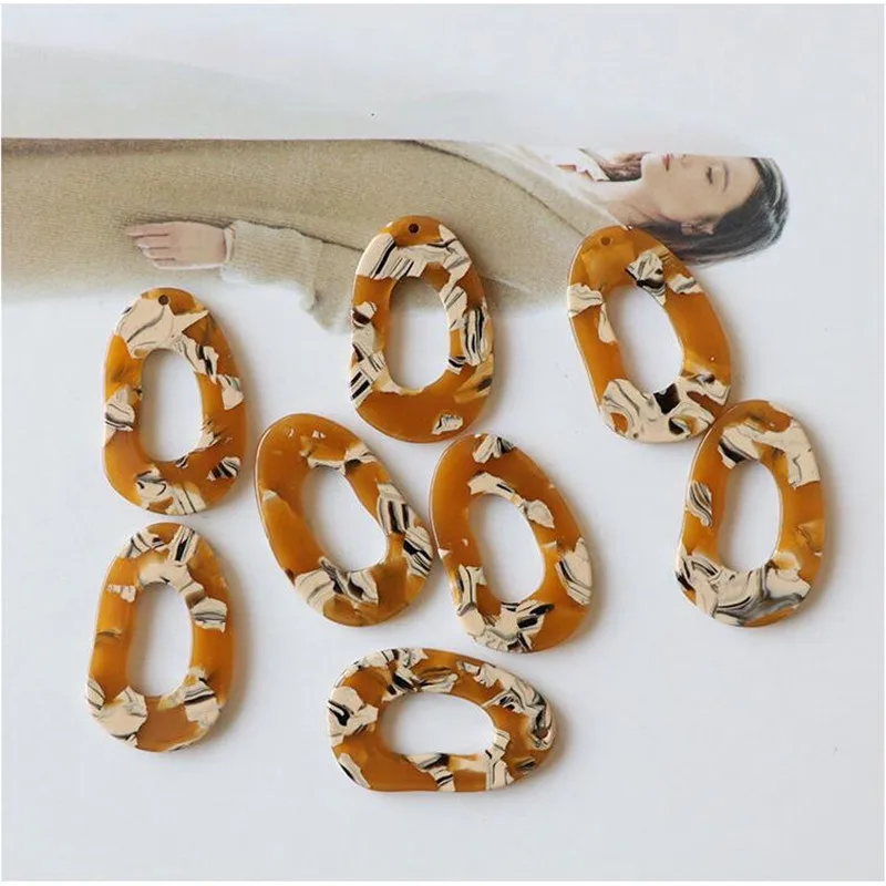 

Wholesale 30pcs/lot color pattern print geometry irregular ovals shape acrylic beads diy jewelry earring accessory