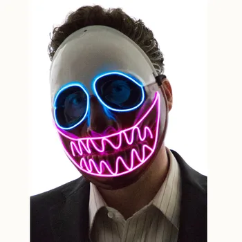 

Wolf Neon EL mask Payday Clown Party masks Joker Halloween Cosplay Dallas Chains Hoxton Led Glowing Skull Scary Light AAA
