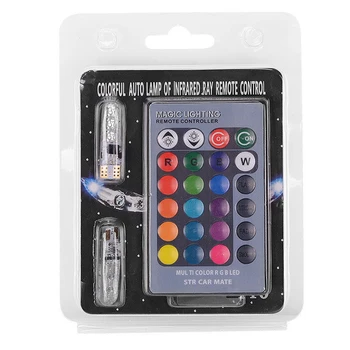 

T10 6SMD With Remote Control Strobe RGB LED Colorful Wedge Bulbs Super Bright License Plate Lamp Car Light 12V Silicone Warning