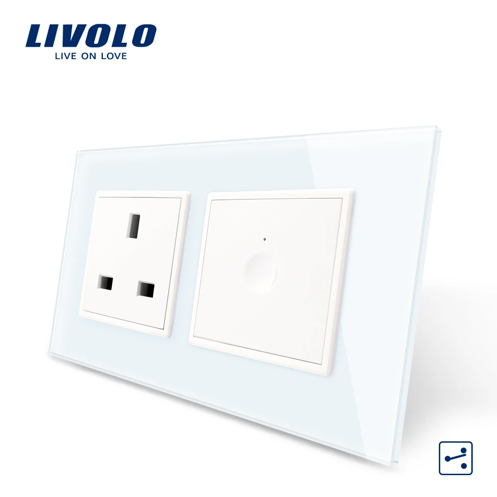 

Livolo UK Standard New SeriesWall Smart 2ways cross Touch Switch,1 Gang 2Way Touch,with UK socket plastic key,without logo