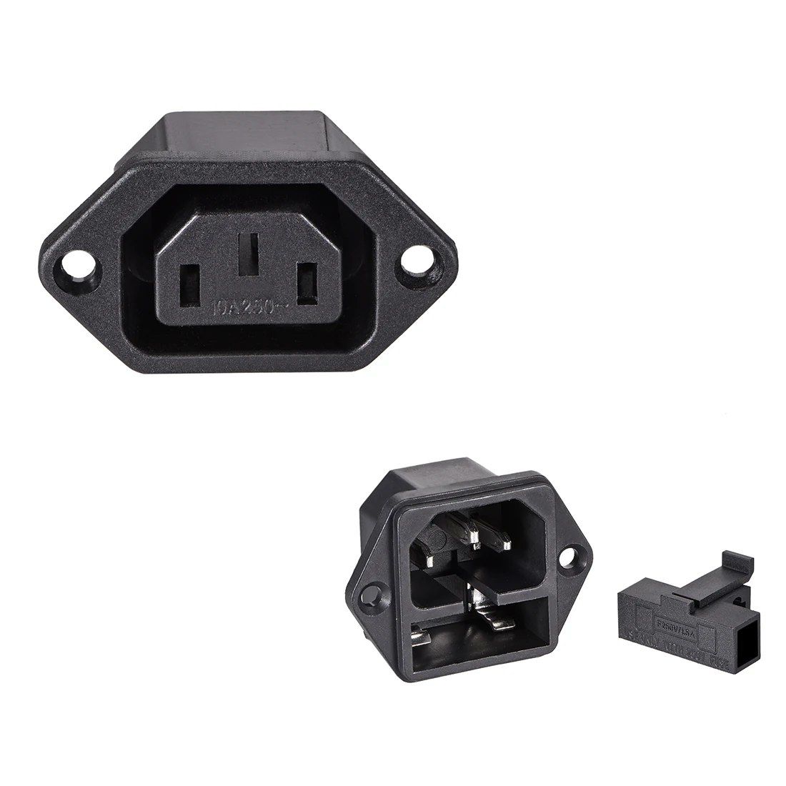 

uxcell Panel Mount Plug Adapter AC 250V 3 Pin IEC Inlet Module Plug Power Connector Socket Straight for Electrical Equipment
