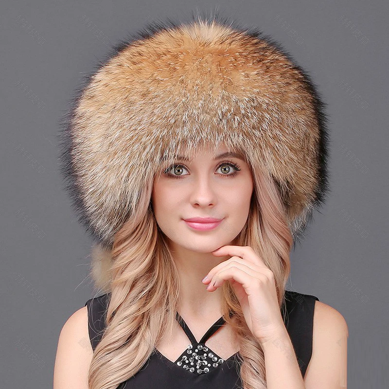 Женские меховые шапки, шапка из натурального меха енота для русской зимы, теплые женские Мягкие Шапки, шапка пилота