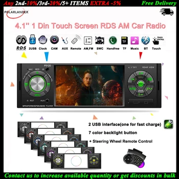 

4''1 Din Car Radio Touch Screen TF AUX MP5 Player FM BT Stereo 2USB RDS AM +SWC