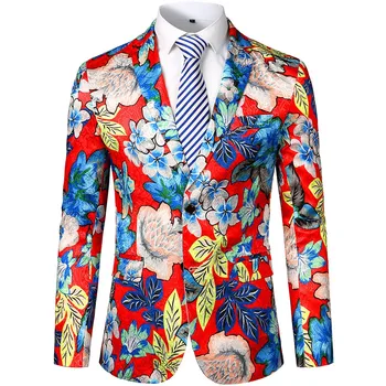 

KLV men suit jacket платье пиджак Men's Dress Floral Suit Notched Lapel Slim Fit Stylish Blazer Coat Jacket free shipping D4