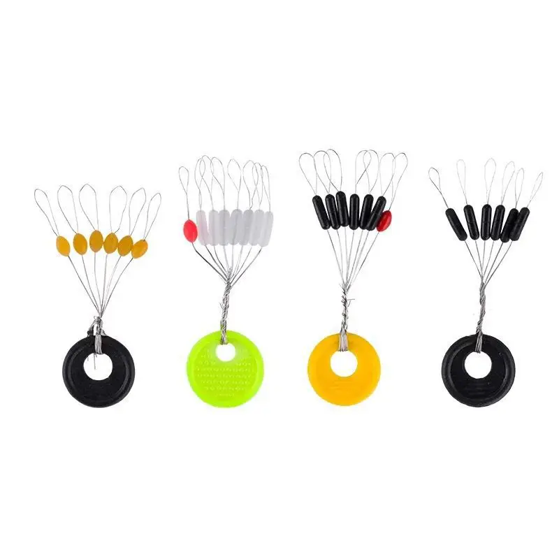 

100Pcs/lot Fishing Bobber Float Beans Elasticity Tool Tackle Circular Sinkers Space 6 In 1 Convenient Oval Outdoor Stopper
