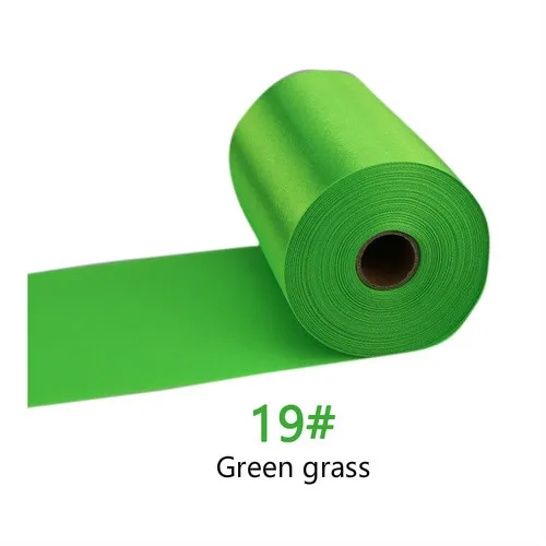 25Meters/Roll 8cm/10cm/15cm Silk Satin Ribbons DIY Wedding Chair Sashes Christmas Gift Wrapping Decoration Silk Ribbons Ruban 19-Green grass