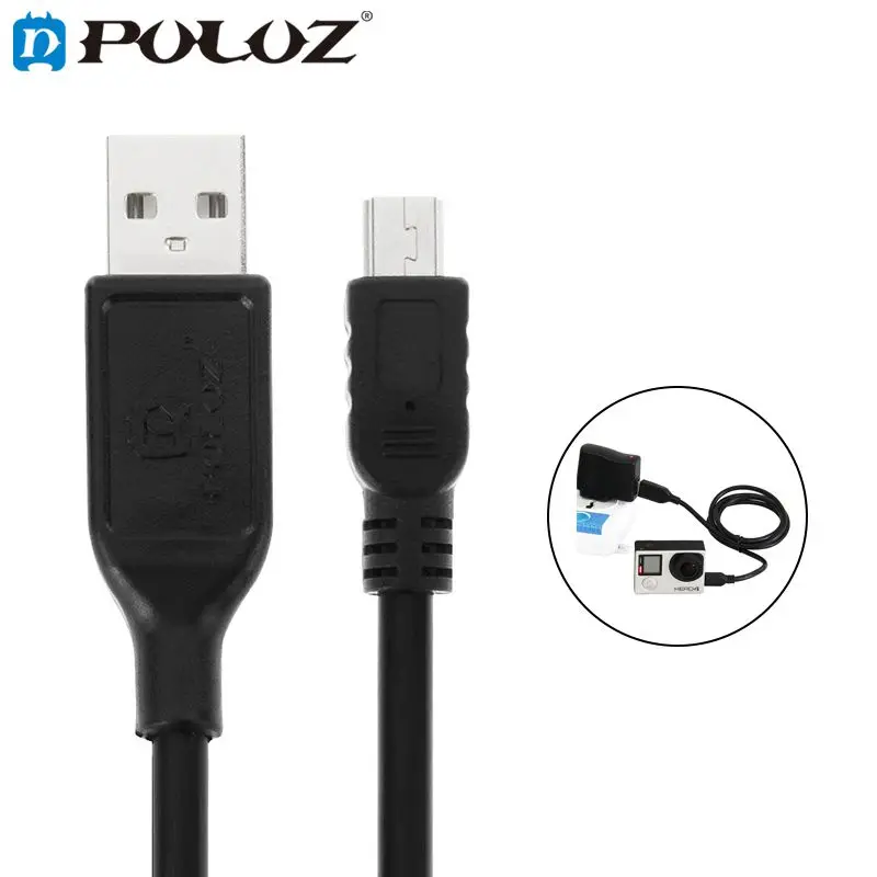 PULUZ For Go Pro Accessories Mini 5pin USB Sync Data Charging Cable for GoPro HERO4 / 3+ / 3, Length: 1m