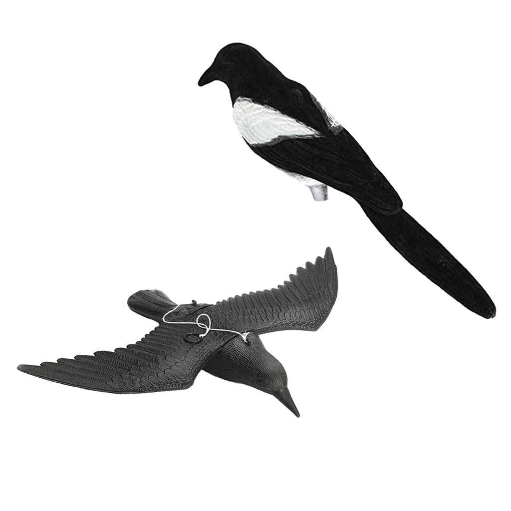 2 шт. поддельная Птица Приманка летящий ворон+ Magpie охотничья приманка удерживающая приманка манок Scarer охотничьи манки на уток сад двора озеро Декор Орнамент