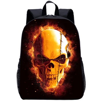 

New Fashion Fire Skull Back Pack Kids Flame Child School Bag Student Backpack For Teenager College Bag Models Boys