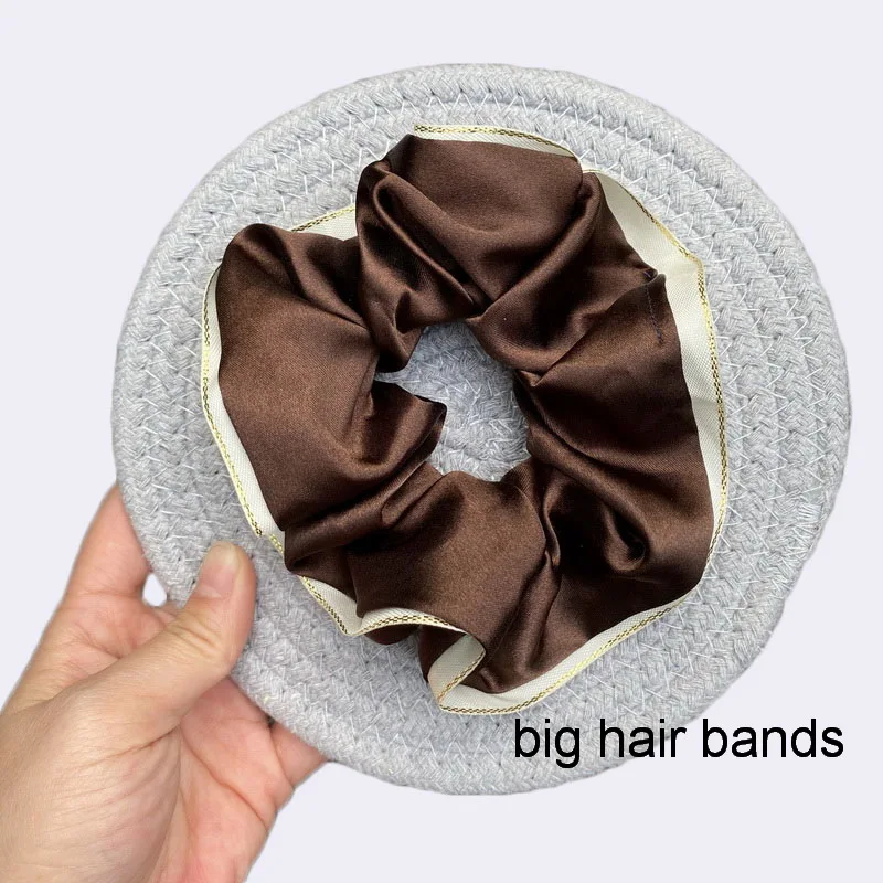 Girl Elastic Silk Scrunchie Women Ruban Satin Purple Hair Bands Black Crunchy Hair Ties Gum Ponytail Holder Chouchou Accessory bridal hair clip Hair Accessories