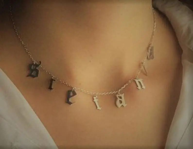 Old English Choker Name Necklace Custom 