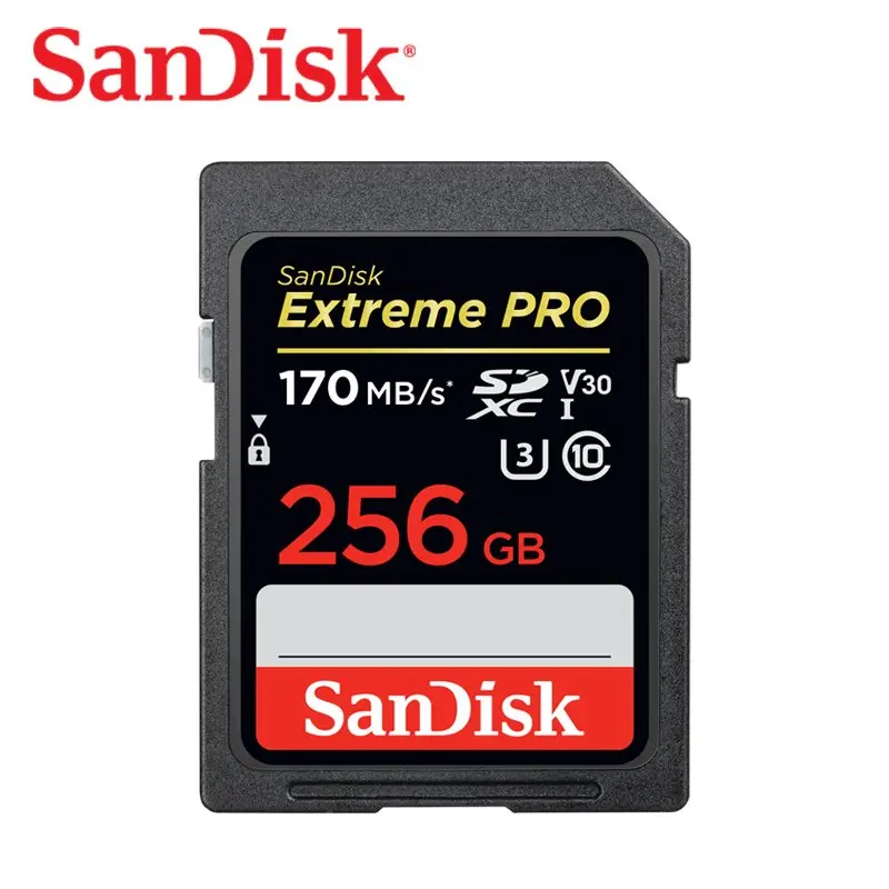 256G 170M Карта памяти SanDisk SDHC/SDXC SD, 16 ГБ, 32 ГБ, 64 ГБ, 128 ГБ, 256 ГБ, класс 10, U1, U3, V30, 4 K, 512 ГБ, экстремальная карта памяти, флеш-камера - Емкость: 256G 170M