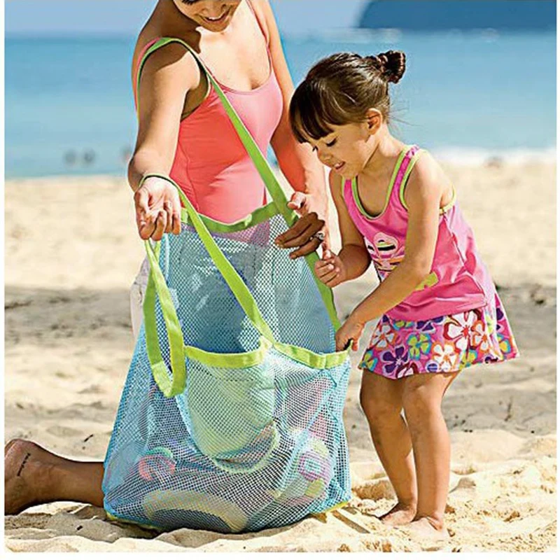 Kids Baby Toys Beach Bag Large Mesh Storage Bags Toy Beach Sand dredging Tool Children Shoulder Storage Bag Women shopping bag