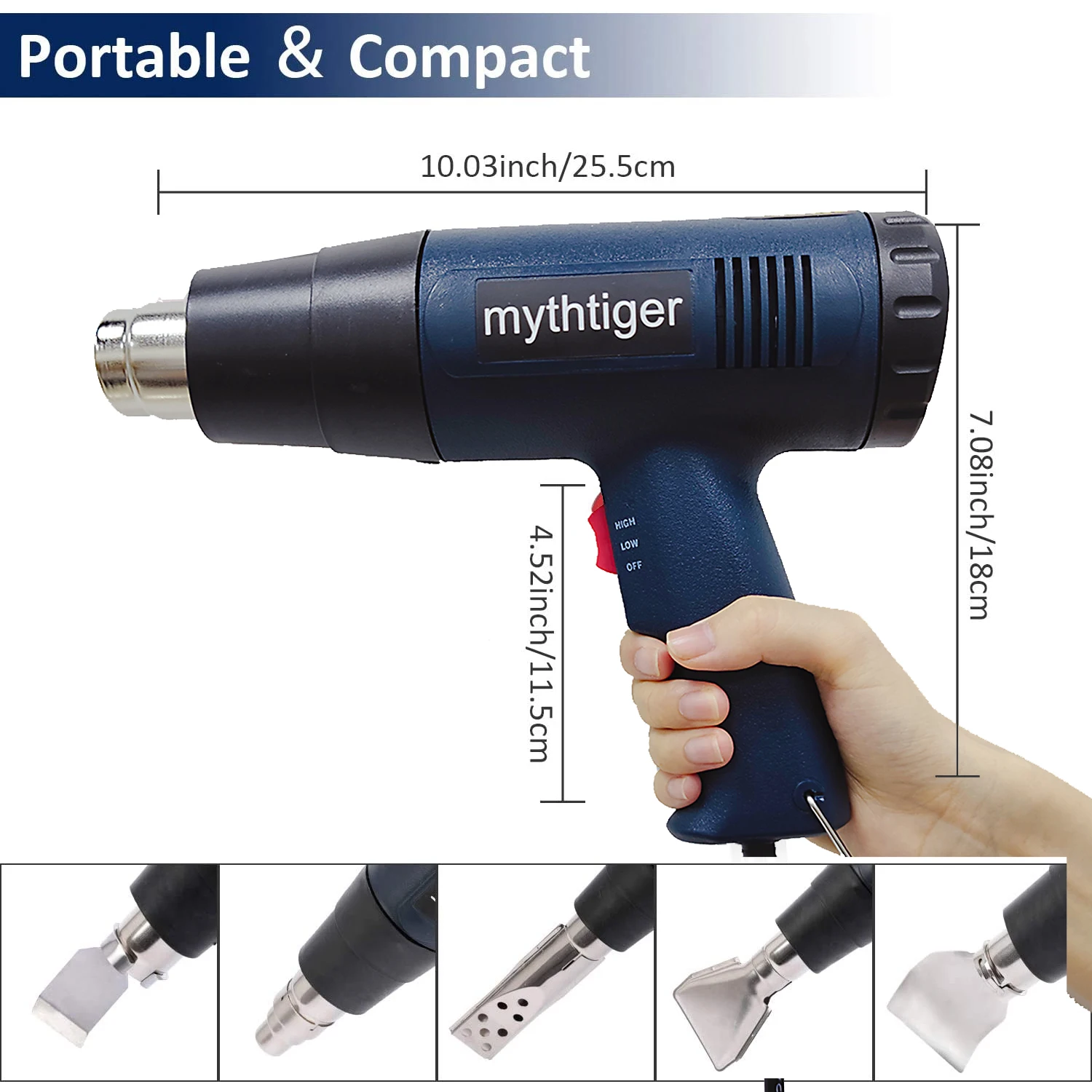 2000W Heat Gun with Temperature Settings 100- 600  Digital  (option) Hot Air Gun for Shrinking PVC Stripping Paint Crafts gravity feed spray gun