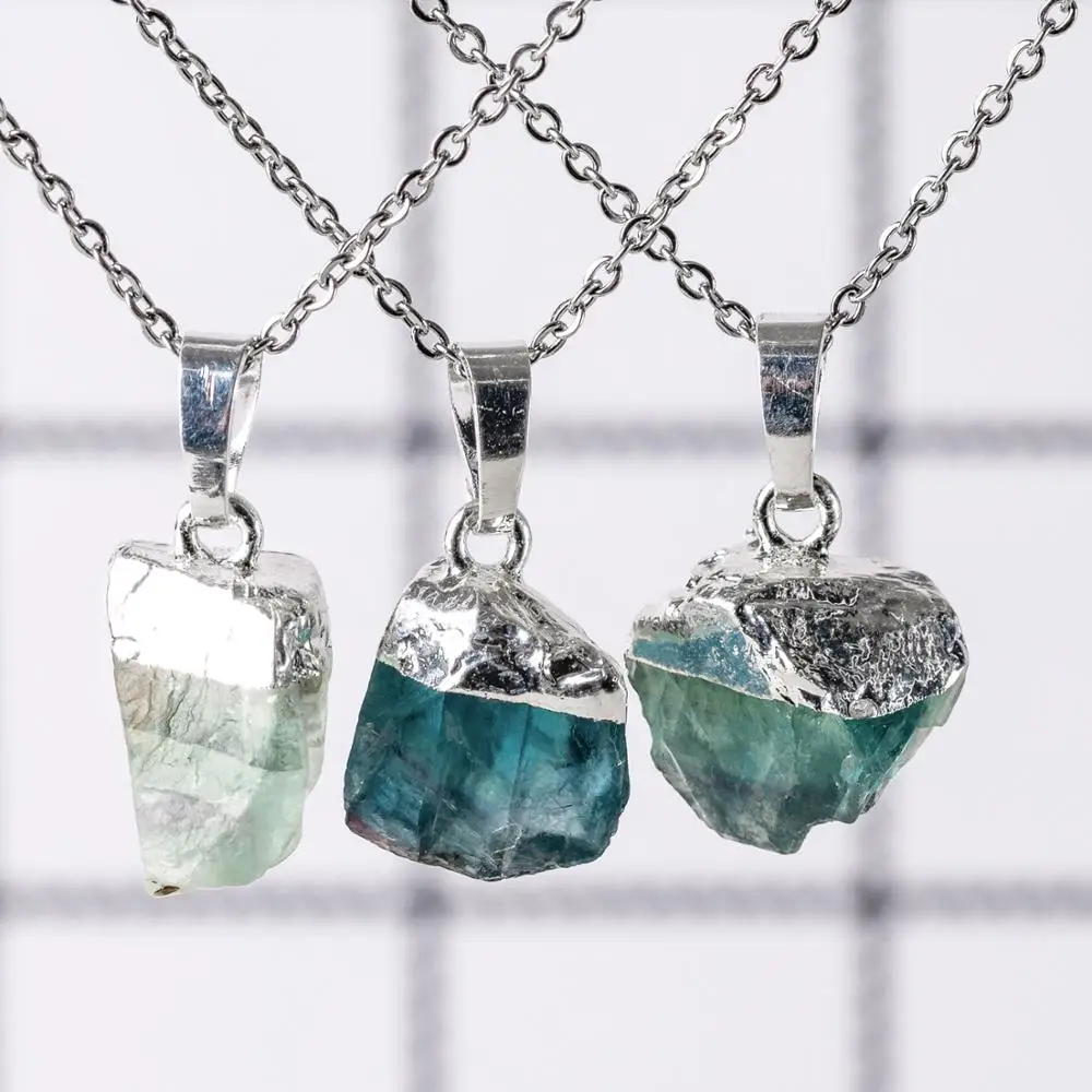 

1pc Stone Pendants Green Fluorite Obsidian Chakra Natural Stone Pendant Making Jewelry Necklace Free Shipping