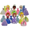 6 unids/lote magia Clip figuras de princesas Q Posket Magiclip vestido blanco nieve enredado dormir belleza juguetes en miniatura de PVC regalo ► Foto 2/5